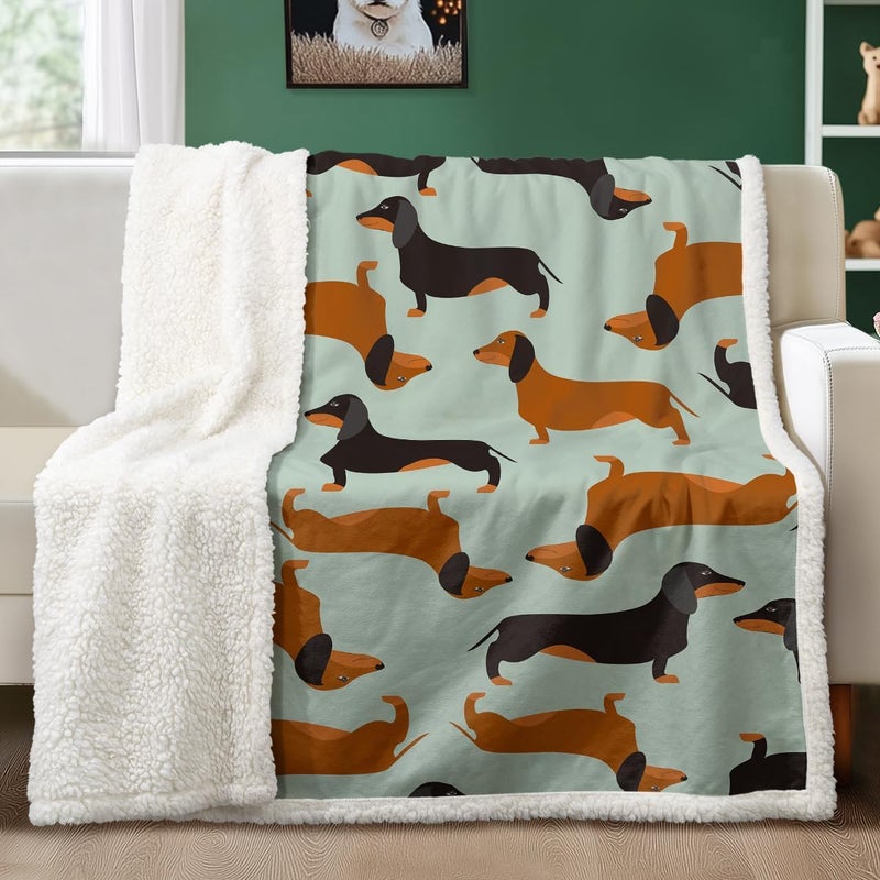 Sleepwish Dachshund Dog Fleece Throw Blanket, Soft Lightweight Sherpa Blanket for Couch Bed Sofa - Cozy Home Comfort Dachshund Gifts for Dog Lovers Women (Throw 50" X 60") - Image 1